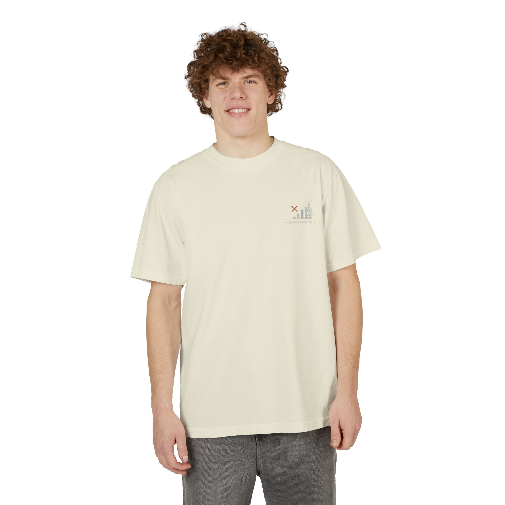 Signal Not Found Washed Tee — Garment-Dyed Drop-Shoulder T-Shirt
