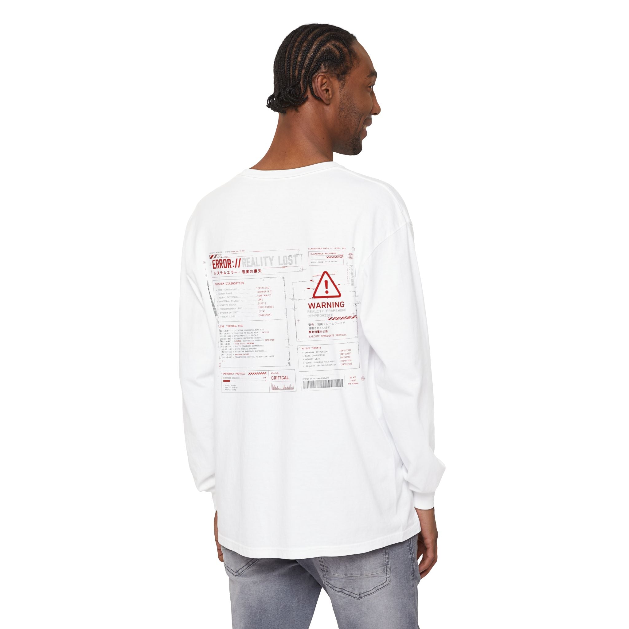 ERROR://REALITY Graphic Long Sleeve T-Shirt — Distressed Tech Glitch