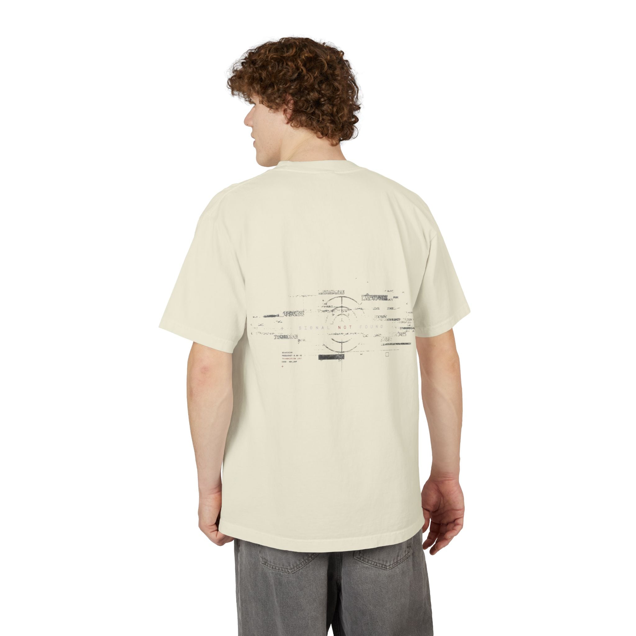 Signal Not Found Washed Tee — Garment-Dyed Drop-Shoulder T-Shirt