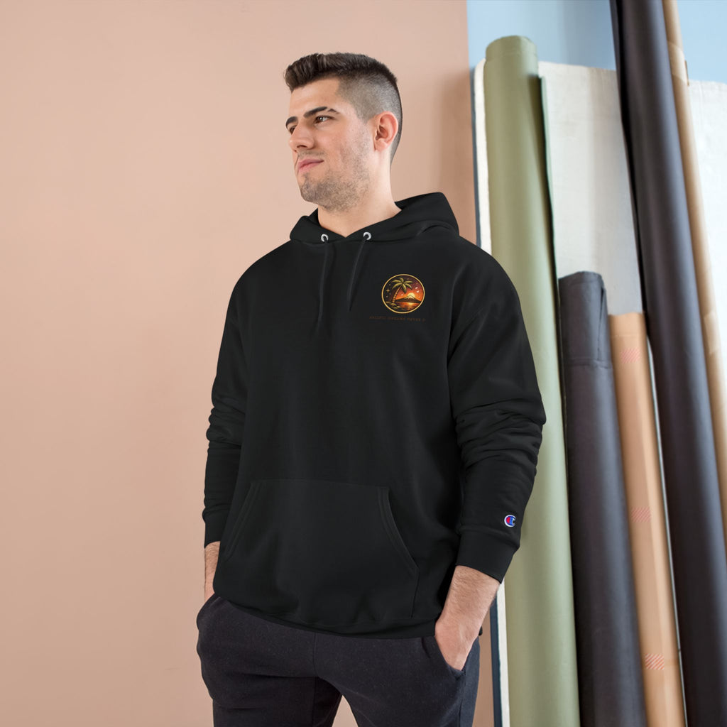 LAST SUNSET Champion Hoodie — Retro Sunset Graphic Hoodie