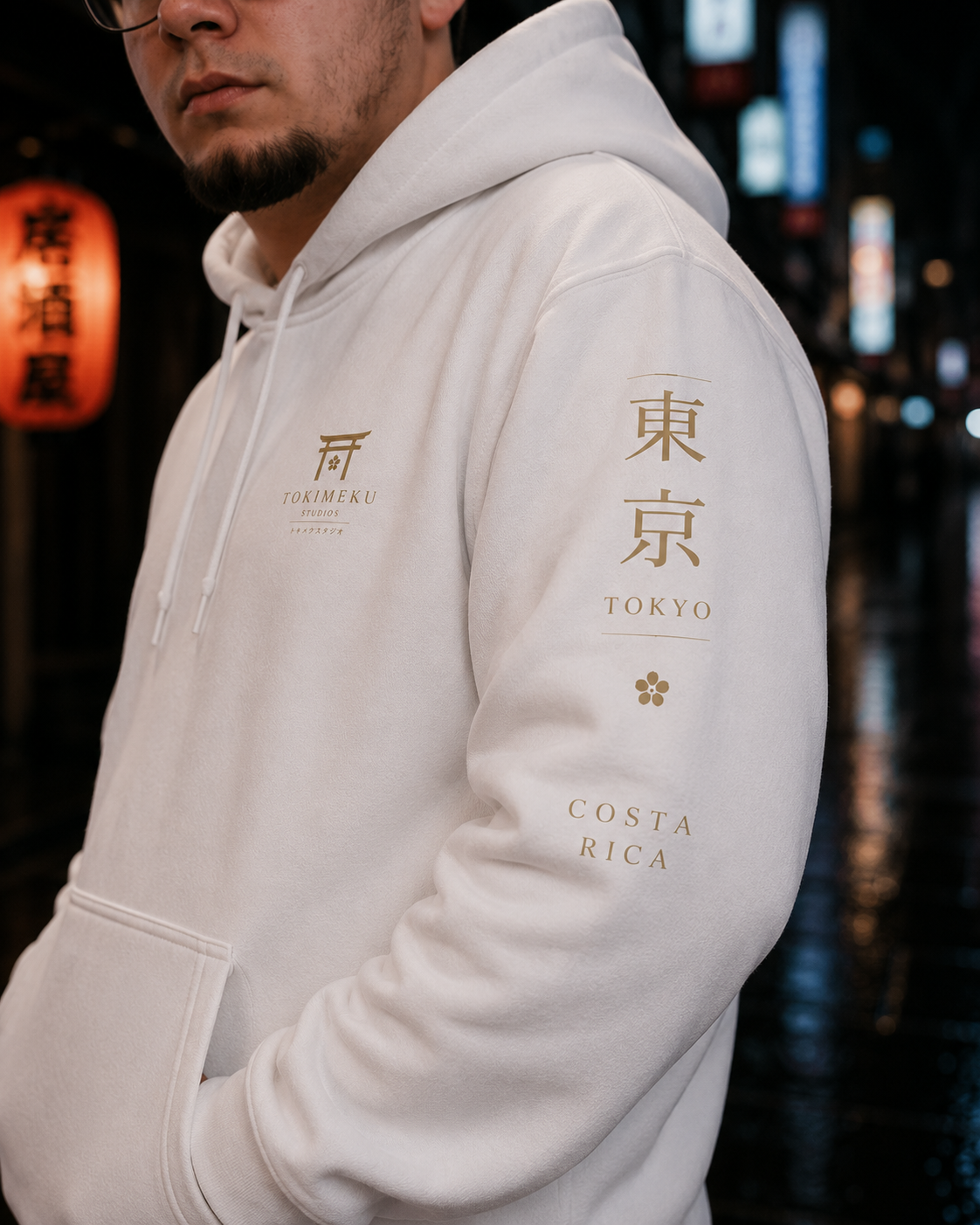 Eternal Gate Hoodie — Tokimeku Originals Torii Gate Hoodie (Pearl White, Metallic Gold)