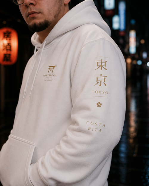 Eternal Gate Hoodie — Tokimeku Originals Torii Gate Hoodie (Pearl White, Metallic Gold)