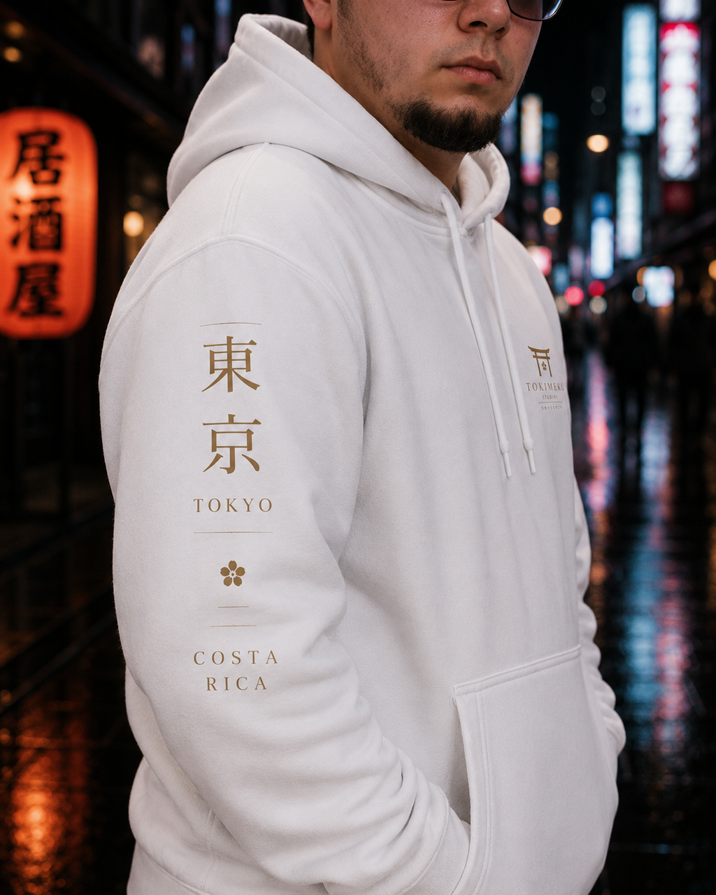Eternal Gate Hoodie — Tokimeku Originals Torii Gate Hoodie (Pearl White, Metallic Gold)