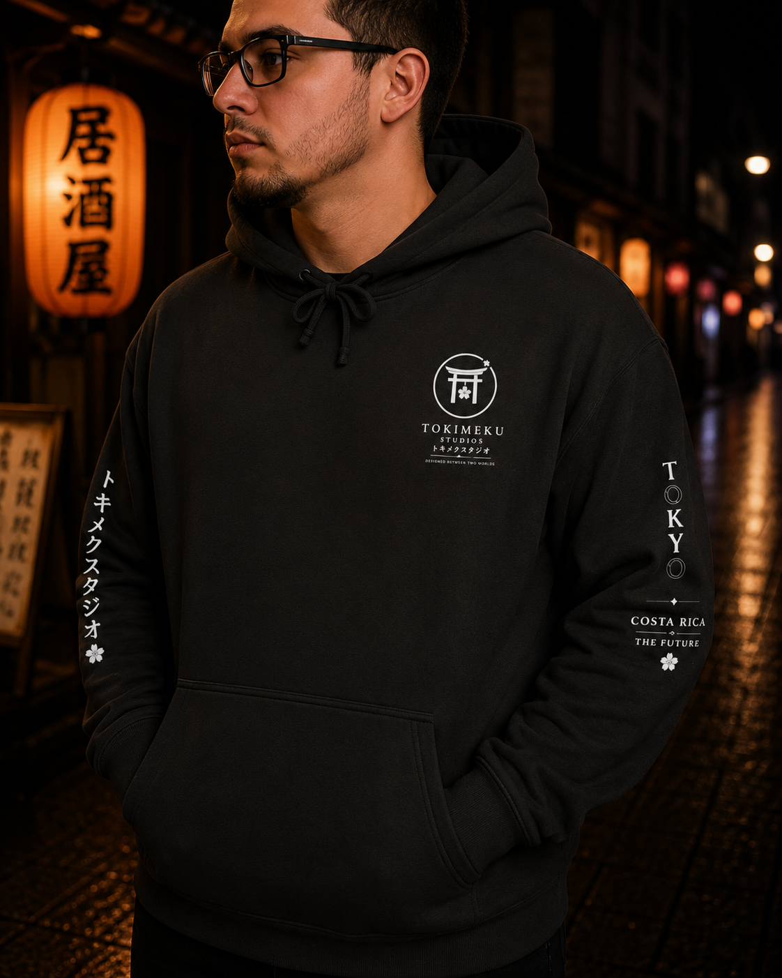 Moon Gate Hoodie — Nighttime Tokimeku Torii Embroidered Hoodie