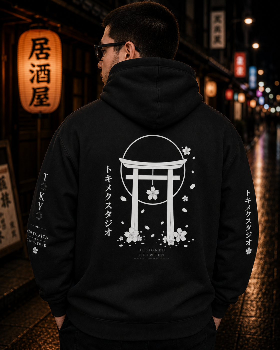 Moon Gate Hoodie — Nighttime Tokimeku Torii Embroidered Hoodie