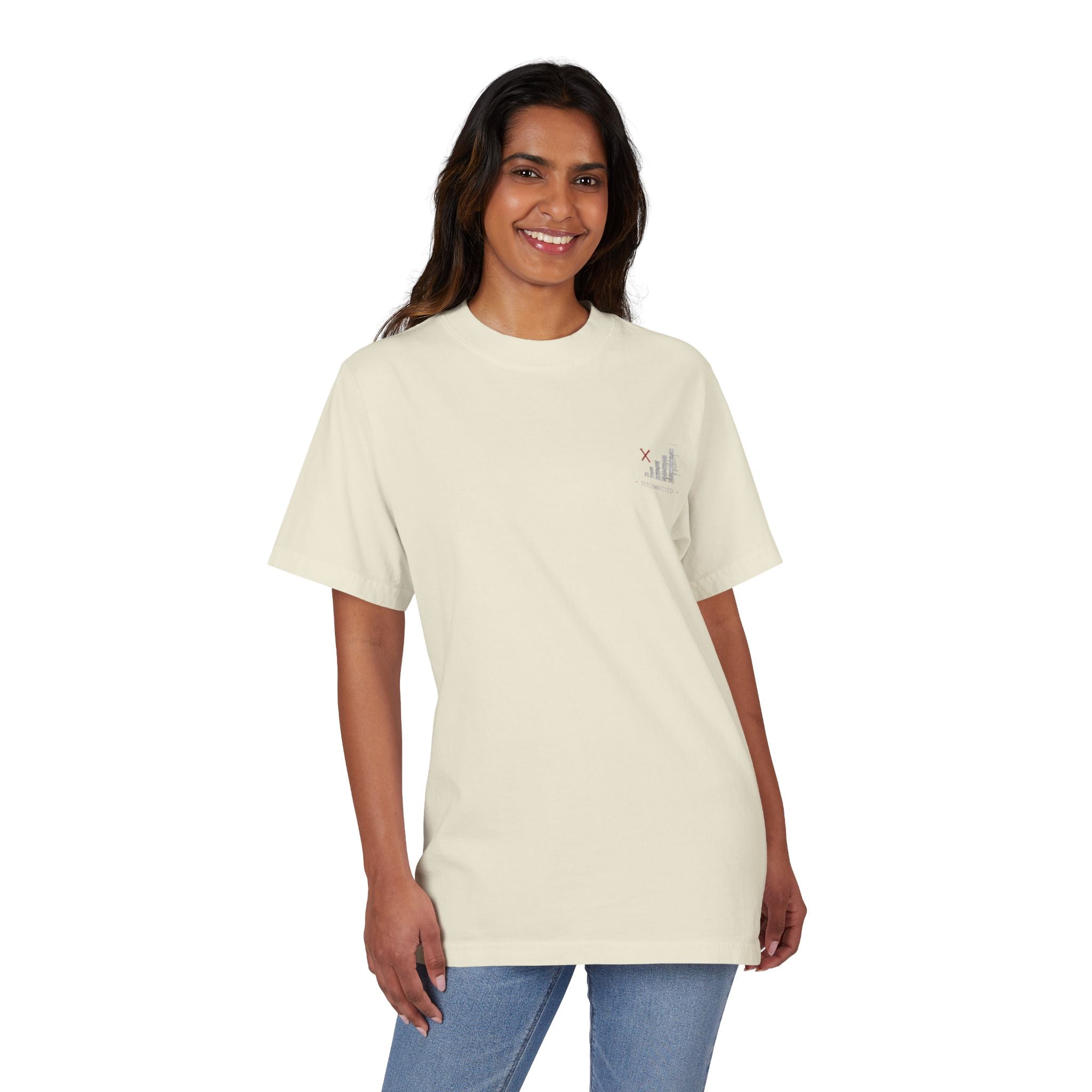 Signal Not Found Washed Tee — Garment-Dyed Drop-Shoulder T-Shirt