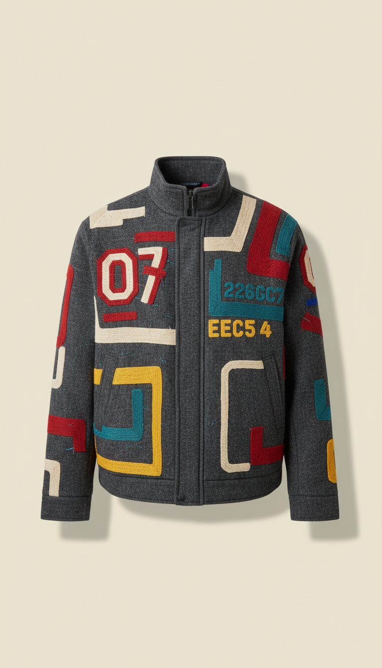 Numbered Bomber Jacket With Bilingual Lining