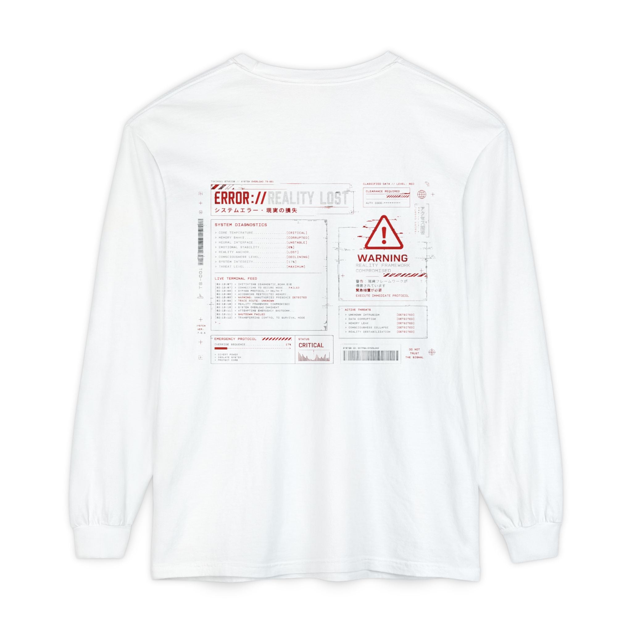 ERROR://REALITY Graphic Long Sleeve T-Shirt — Distressed Tech Glitch